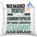 Eishockeyspieler Geschenk Kissen mit Füllung 40x40 Lustige Geschenkidee für Eishockeyspieler Geburtstag Niemand Ist Perfekt Aber Als Eishockeyspieler Ist Man Nah Dran (Grau) Blau Trendation