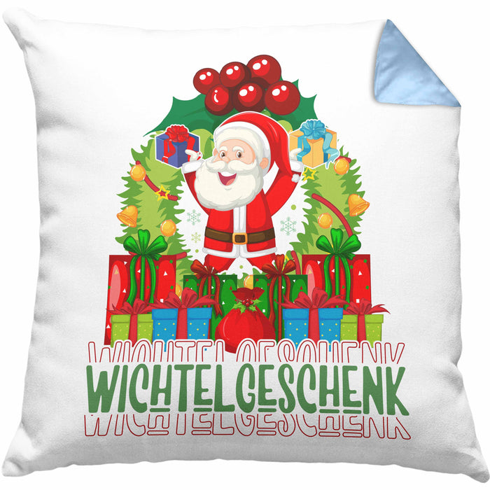 Schrott-Wichtelgeschenk für Frauen Kollegen Geschenk Wichteln Weihnachten Weihnachten Geschenkidee SchrottwichtelnKissen mit Füllung 40x40 (Grau) Blau Trendation