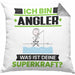 Angler Kissen mit Füllung 40x40 Geschenk für Angler Geburtstag Lustiger Spruch Was Ist Deine Superkraft (Grau) Grau Trendation