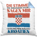 Kroatien Kissen mit Füllung 40x40 Urlaub Heimat Geschenk Spruch Kroatie Geschenkidee (Grau) Blau Trendation