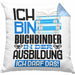 Buchbinder Ausbildung Kissen mit Füllung 40x40 Geschenk Ich Bin Buchbinder In Der Ausbildung Ich Darf Das Geschenkidee Spruch (Grau) Blau Trendation