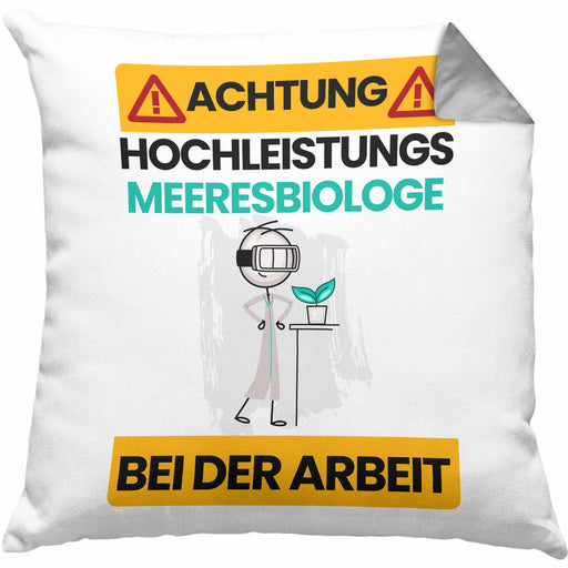Meeresbiologe Kissen mit Füllung 40x40 Geschenk Lustiger Spruch Geschenkidee für Meeresbiologe Achtung Hochleistungs Meeresbiologe Bei Der Arbeit (Grau) Grau Trendation