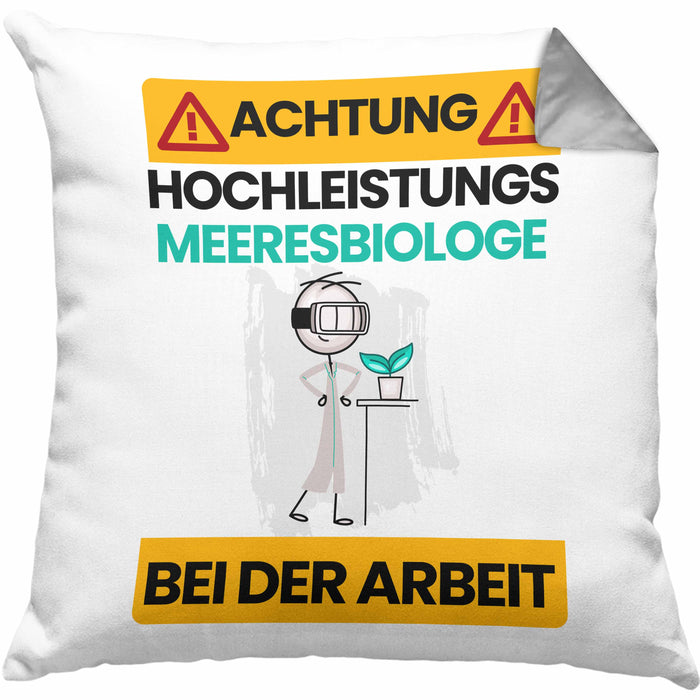 Meeresbiologe Kissen mit Füllung 40x40 Geschenk Lustiger Spruch Geschenkidee für Meeresbiologe Achtung Hochleistungs Meeresbiologe Bei Der Arbeit (Grau) Grau Trendation