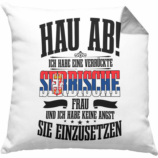 Lustige Kissen mit Füllung 40x40 für Serben Spruch Serbische Frau Lustig Serbien (Grau) Grau Trendation