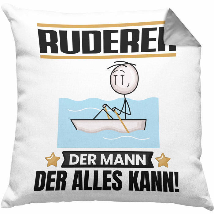 Ruderer Kissen mit Füllung 40x40 Geschenk für Ruderer Der Mann Der Alles Kann Geschenkidee zum Geburtstag (Grau) Grau Trendation
