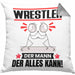 Wrestler Kissen mit Füllung 40x40 Geschenk für Wrestler Der Mann Der Alles Kann Geschenkidee zum Geburtstag (Grau) Grau Trendation