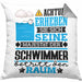 Schwimmer Geschenk Kissen mit Füllung 40x40 Lustiger Spruch Erheben Sie Sich Der Schwimmer Betritt den Raum (Grau) Grau Trendation