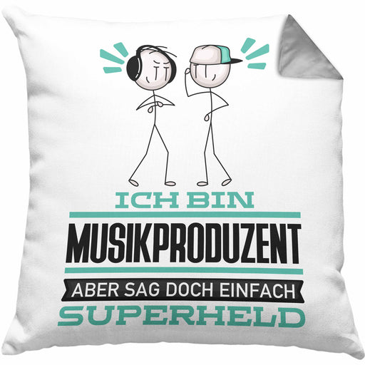 Musikproduzent Geschenk Kissen mit Füllung 40x40 Ich Bin Musikproduzent Aber Sag Doch Einfach Superheld Lustige Geschenkdiee für Musikproduzent (Grau) Grau Trendation