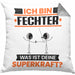 Fechter Kissen mit Füllung 40x40 Geschenk für Fechter Geburtstag Lustiger Spruch Was Ist Deine Superkraft (Grau) Grau Trendation