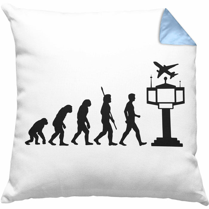 Fluglotse Kissen mit Füllung 40x40 Geschenk Flughafen Arbeiter Geschenkidee Evolution (Grau) Blau Trendation