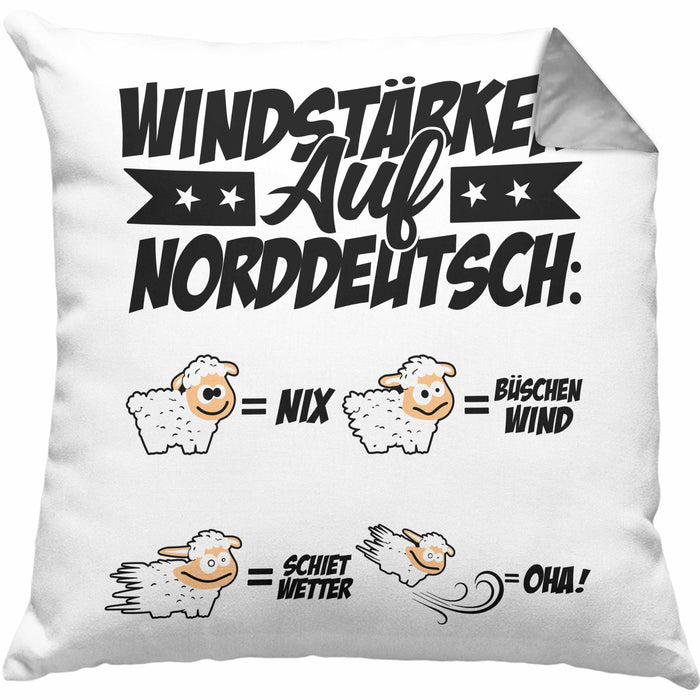 Norddeutsche Kissen mit Füllung 40x40 Geschenk Windstärken Schaf Geschenkidee (Grau) Grau Trendation