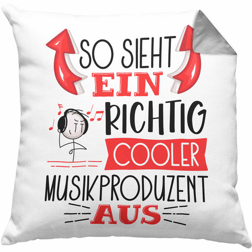 So Sieht Ein Richtig Cooler Musikproduzent Aus Kissen mit Füllung 40x40 Geschenk für Produzenten Geburtstag Geschenkdiee (Grau) Grau Trendation