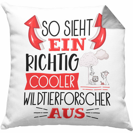 Wildtierforscher Kissen mit Füllung 40x40 So Sieht Ein Richtig Cooler Wildtierforscher Aus Geschenk Lustiger Spruch Geschenkidee (Grau) Grau Trendation