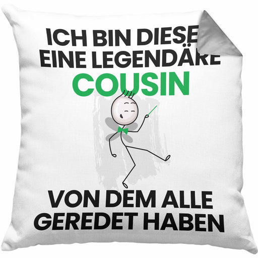 Cousin Geschenk Kissen mit Füllung 40x40 Lustige Geschenkidee Geburtstag für Cousin Ich Bin Dieser Legendäre Cousin Von Dem Alle Geredet Haben (Grau) Grau Trendation