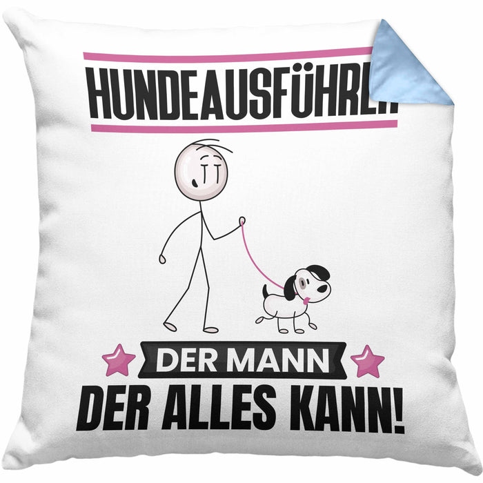 Hundeausführer Kissen mit Füllung 40x40 Geschenk für Hundeausführer Der Mann Der Alles Kann Geschenkidee zum Geburtstag (Grau) Blau Trendation