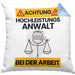 Anwalt Kissen mit Füllung 40x40 Geschenk Lustiger Spruch Geschenkidee für Anwalt Achtung Hochleistungs Anwalt Bei Der Arbeit (Grau) Blau Trendation