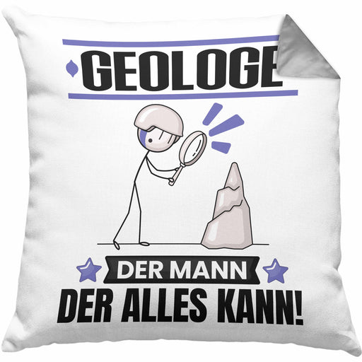 Geologe Kissen mit Füllung 40x40 Geschenk für Geologe Der Mann Der Alles Kann Geschenkidee zum Geburtstag (Grau) Grau Trendation