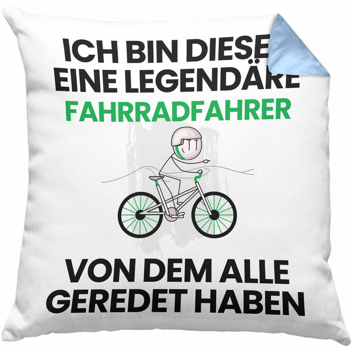 Radfahrer Geschenk Kissen mit Füllung 40x40 Lustige Geschenkidee Geburtstag für Radfahrer Ich Bin Dieser Legendäre Radfahrer Von Dem Alle Geredet Haben (Grau) Blau Trendation