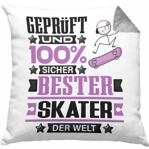 Skater Geschenk Lustiger Spruch für Skater Geschenkidee Bester Skater Der WeltKissen mit Füllung 40x40 (Grau) Grau Trendation