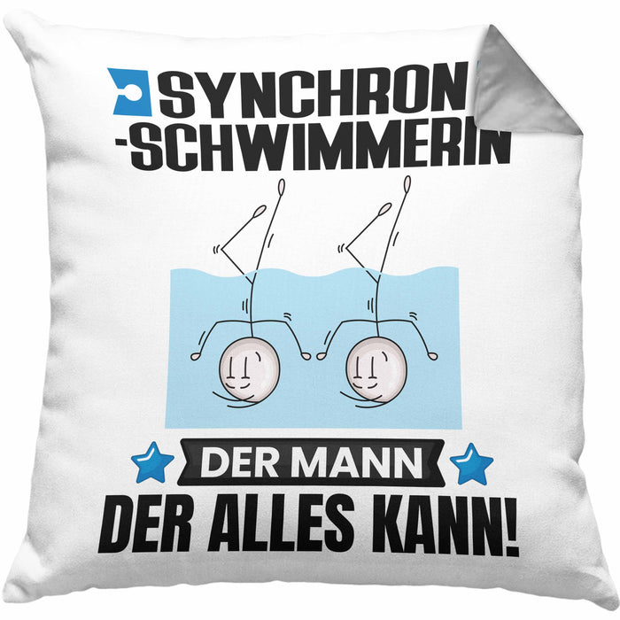 Synchronschwimmerin Kissen mit Füllung 40x40 Geschenk für Synchronschwimmerin Der Mann Der Alles Kann Geschenkidee zum Geburtstag (Grau) Grau Trendation