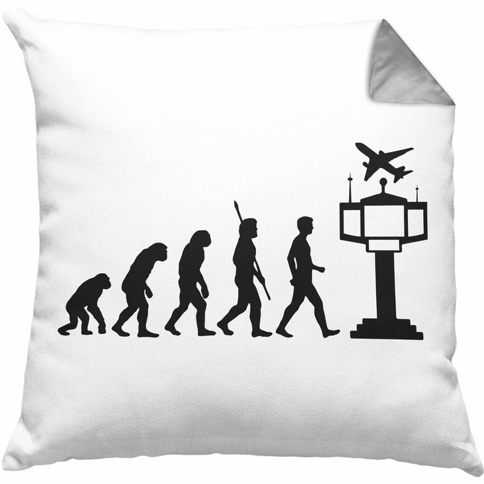 Fluglotse Kissen mit Füllung 40x40 Geschenk Flughafen Arbeiter Geschenkidee Evolution (Grau) Grau Trendation