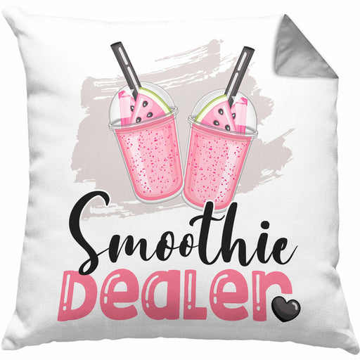Smoothie Dealer Kissen mit Füllung 40x40 Geschenk für Smoothieverkäufer Geburtstag Spruch Geschenkidee (Grau) Grau Trendation