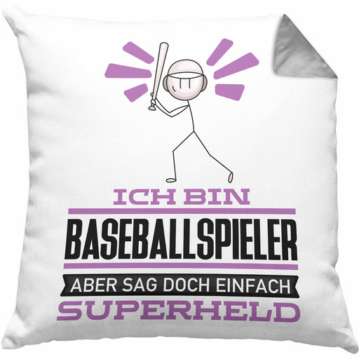 Baseballspieler Geschenk Kissen mit Füllung 40x40 Ich Bin Baseballspieler Aber Sag Doch Einfach Superheld Lustige Geschenkdiee für Baseballspieler (Grau) Grau Trendation