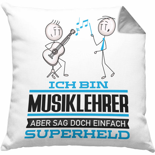 Musiklehrer Geschenk Kissen mit Füllung 40x40 Ich Bin Musiklehrer Aber Sag Doch Einfach Superheld Lustige Geschenkdiee für Musiklehrer (Grau) Grau Trendation
