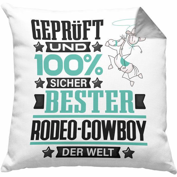 Rodeo-Cowboy Geschenk Lustiger Spruch für Rodeo-Cowboy Geschenkidee Bester Rodeo-Cowboy Der WeltKissen mit Füllung 40x40 (Grau) Grau Trendation