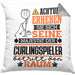 Curlingspieler Geschenk Kissen mit Füllung 40x40 Lustiger Spruch Erheben Sie Sich Der Curlingspieler Betritt den Raum (Grau) Grau Trendation