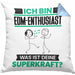 EDM-Enthusiast Kissen mit Füllung 40x40 Geschenk für EDM-Enthusiast Geburtstag Lustiger Spruch Was Ist Deine Superkraft (Grau) Blau Trendation
