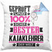 Kajaklehrer Geschenk Lustiger Spruch für Kajaklehrer Geschenkidee Bester Kajaklehrer Der WeltKissen mit Füllung 40x40 (Grau) Blau Trendation