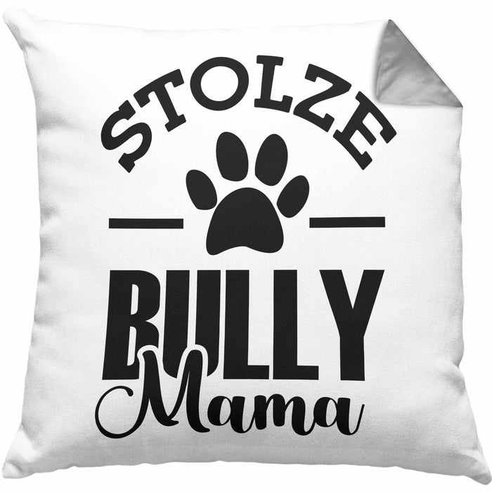 Hunde Kissen mit Füllung 40x40 Geschenk für stolze Bully-Mamas Bully Hunde Geschenkidee (Grau) Grau Trendation