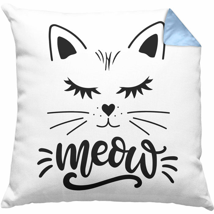 Katzen-Besitzerin Kissen mit Füllung 40x40 Geschenk Meow Katze Geschenkidee Miau Katzen Mama (Grau) Blau Trendation