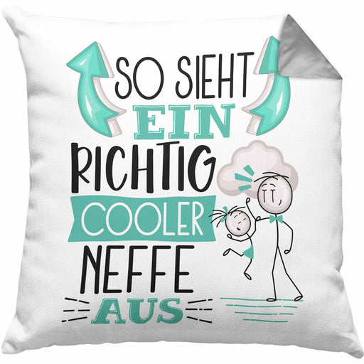 Neffe Kissen mit Füllung 40x40 Geschenk So Sieht Ein RIchtig Cooler Neffe Aus Geschenkidee Lustiger Spruch Geburtstag (Grau) Grau Trendation