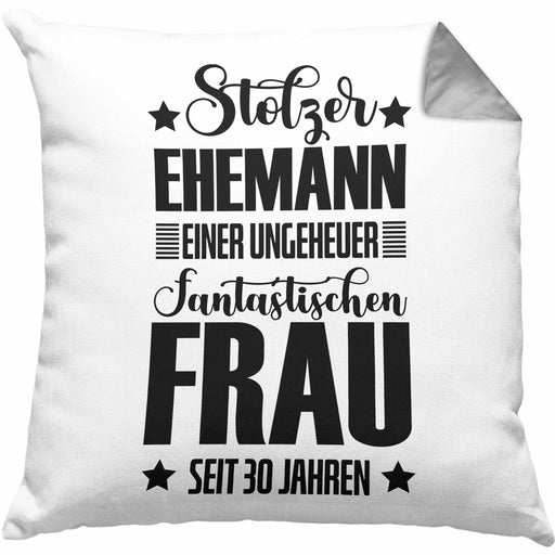 Ehemann 30 Jahre Hochzeitstag Geschenk Lustiger Spruch Bester Ehemann JubiläumKissen mit Füllung 40x40 (Grau) Grau Trendation
