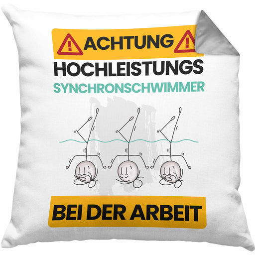 Synchronschwimmer Kissen mit Füllung 40x40 Geschenk Lustiger Spruch Geschenkidee für Synchronschwimmer Achtung Hochleistungs Synchronschwimmer Bei Der Arbeit (Grau) Grau Trendation