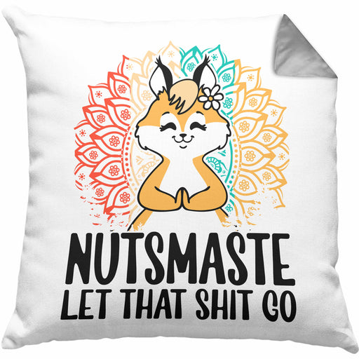 Eichhörnchen Kissen mit Füllung 40x40 Geschenk Nutsmaste Yoga Meditation Retro Vintage (Grau) Grau Trendation