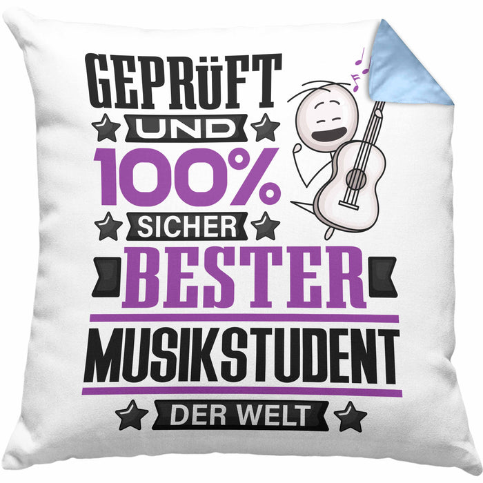 Musikstudent Geschenk Lustiger Spruch für Musikstudent Geschenkidee Bester Musikstudent Der WeltKissen mit Füllung 40x40 (Grau) Blau Trendation