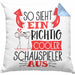 Schauspieler Kissen mit Füllung 40x40 Geschenk So Sieht Ein RIchtig Cooler Schauspieler Aus Geschenkidee Lustiger Spruch Geburtstag (Grau) Blau Trendation
