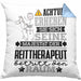 Reittherapeut Geschenk Kissen mit Füllung 40x40 Lustiger Spruch Erheben Sie Sich Der Reittherapeut Betritt den Raum (Grau) Blau Trendation
