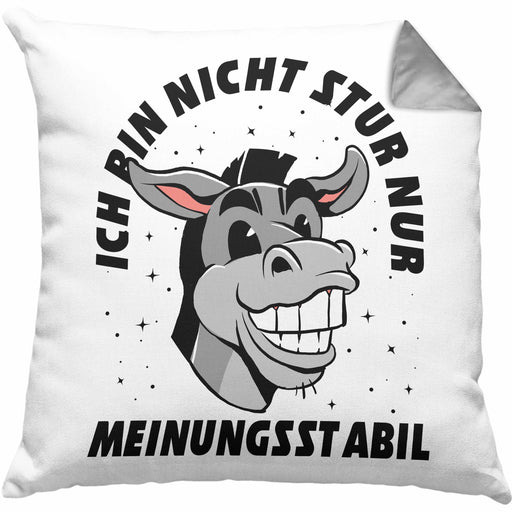 Ich Bin Nicht Stur Nur Meinungsstabil Kissen mit Füllung 40x40 Geschenk Esel Lustiger Spruch Arbeitskollege (Grau) Grau Trendation