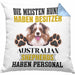 Australian Shepherd Besitzer Kissen mit Füllung 40x40 Geschenk Lustiger Spruch Geschenkidee Besitzerin Australian Shepherd Haben Personal (Grau) Blau Trendation