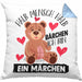 Kuscheln Geschenk Kissen mit Füllung 40x40 Teddy Halb Mensch Halb Bärchen Ich Bin Ein Märchen Geschenkidee (Grau) Blau Trendation