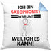 Saxophonist Geschenk Kissen mit Füllung 40x40 Lustiger Spruch Ich Bin Saxophonist Warum Weil Ich Es Kann Geschenkidee Bester Saxophonist Geburtstag (Grau) Blau Trendation