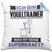 Vogeltrainer Kissen mit Füllung 40x40 Geschenk für Vogeltrainer Geburtstag Lustiger Spruch Was Ist Deine Superkraft (Grau) Blau Trendation