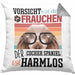 Cocker Spaniel Besitzerin Frauchen Kissen mit Füllung 40x40 Geschenk Lustiger Spruch Geschenkidee Vorsicht Vor Dem Frauchen (Grau) Grau Trendation