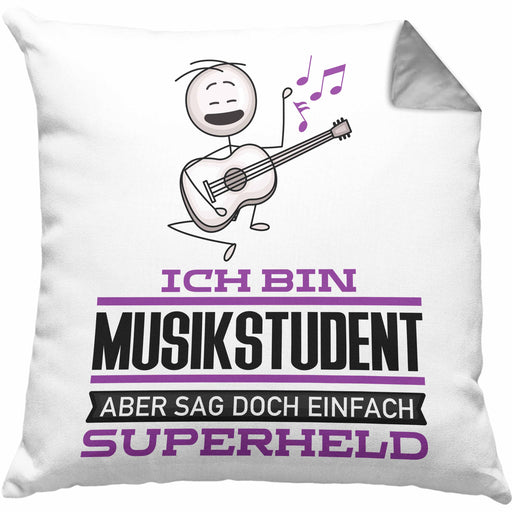 Musikstudent Geschenk Kissen mit Füllung 40x40 Ich Bin Musikstudent Aber Sag Doch Einfach Superheld Lustige Geschenkdiee für Musikstudent (Grau) Grau Trendation