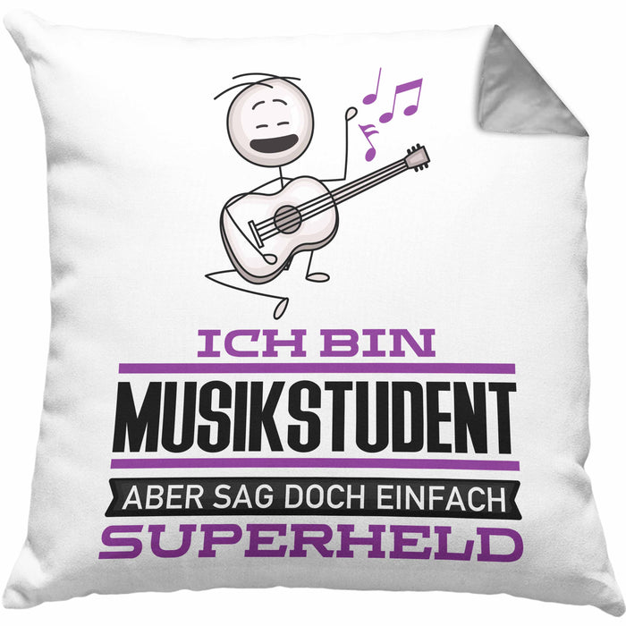 Musikstudent Geschenk Kissen mit Füllung 40x40 Ich Bin Musikstudent Aber Sag Doch Einfach Superheld Lustige Geschenkdiee für Musikstudent (Grau) Grau Trendation