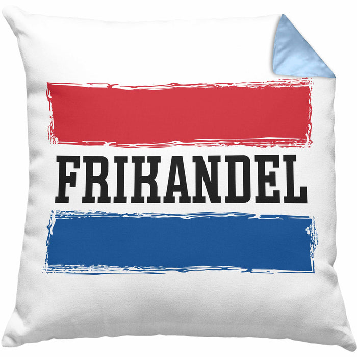 Frikandel Kissen mit Füllung 40x40 Geschenk Holländer Geschenkidee Holland Flagge Holland Urlaub Liebhaber (Grau) Blau Trendation